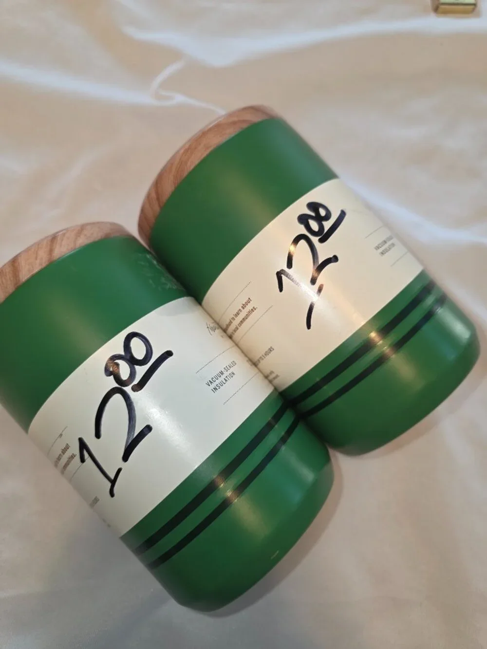 Hearth and Hand with Magnolia Beverage Can Cooler Set of 2 Green Unlidded NWT